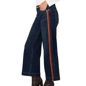 Liverpool Dark Blue Wide leg Jeans with Velvet Stripes